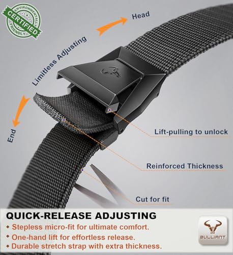 Image of BULLIANT Men Tractical Belt,Stretch Western Rigger Web Belt For Cowboy Military Heavy Duty Hiking Hunting 1.5 inch-Cut For Fit