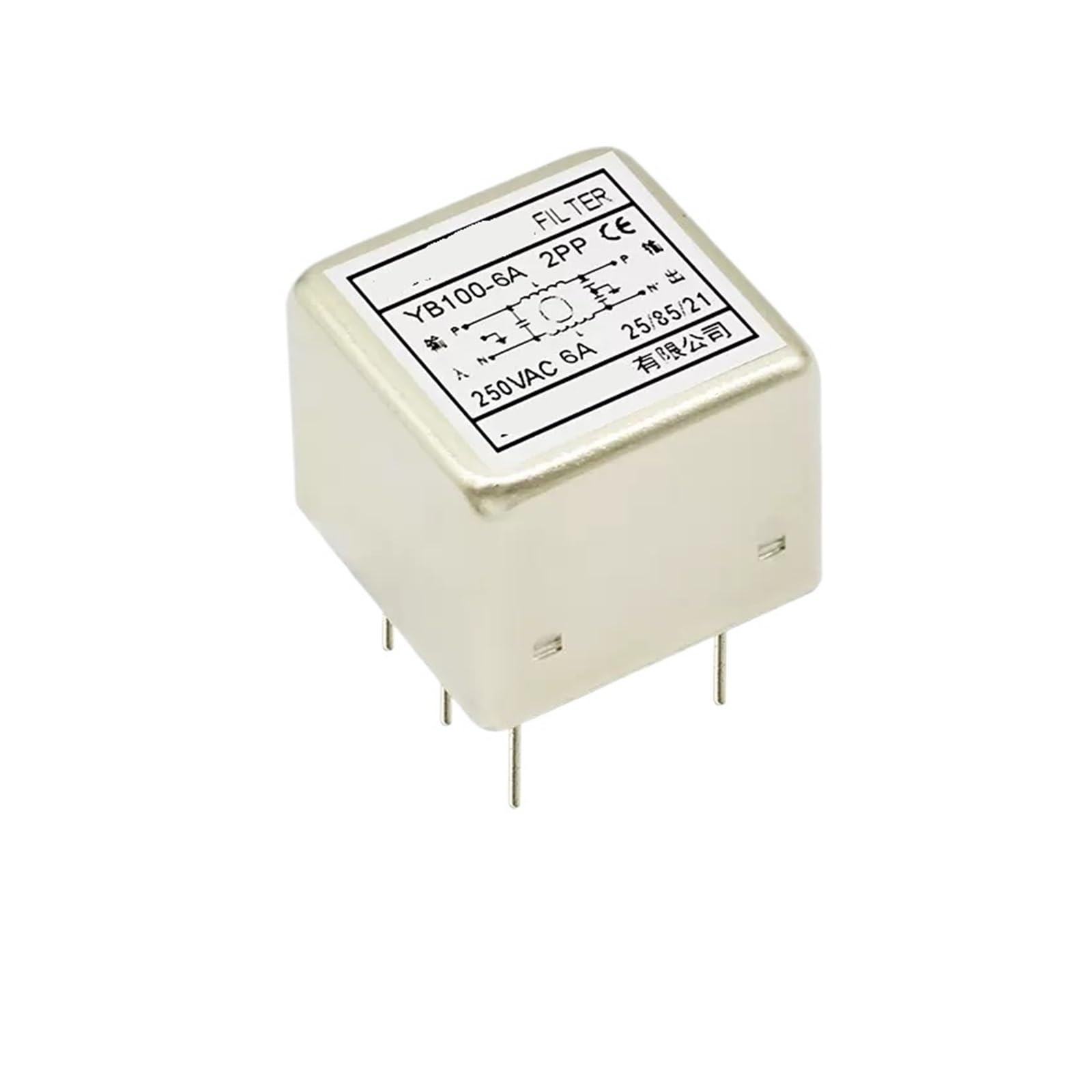 Filtro de potencia de una sección YB100-6A tipo pin con alta atenuación de ruido 220V