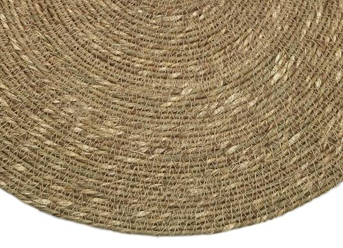 Image of THE HOME TALK Natural Seagrass Serving Placemat - Set of 4 | Side Table Mats|Best for Bed-Side Table, Center Table, Dining Table, Shelves|Home Decorators| 33CM Round