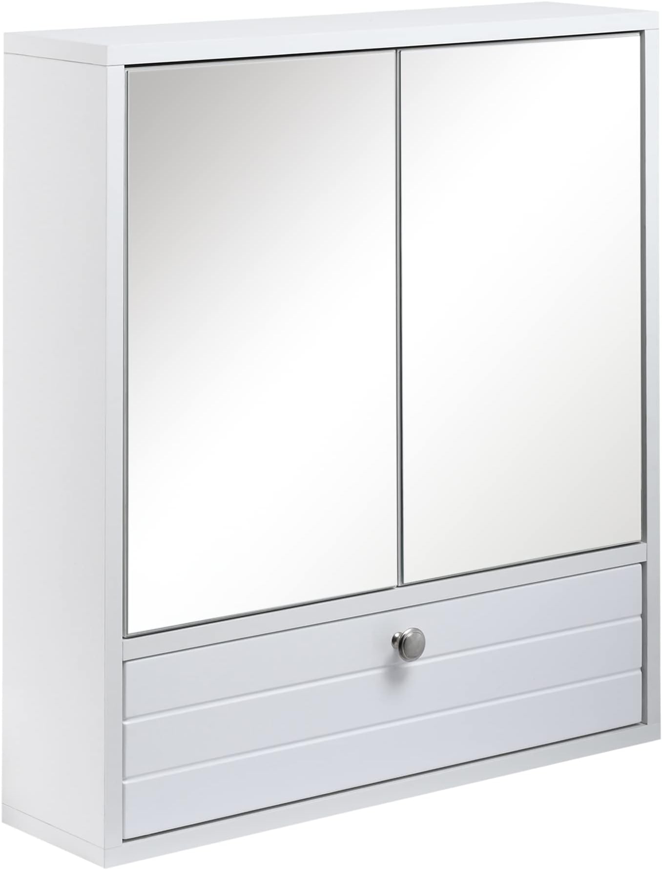 Armoire De Salle De Bain Murale Habitat – Porte Miroir Avec étagère, Blanc, MDF, Rafraîchie Et Fonctionnelle