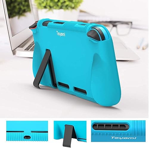 Miniatura 3 de Teyomi Protective Silicone Case for Nintendo Switch, Grip Cover with Tempered Glass Screen Protector, 2 Storage Slots for Game Cards,