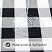 Smiry Rectangle Picnic Table Cloth, Elastic Waterproof Fitted Vinyl Tablecloths, Flannel Backed Buffalo Plaid Table Covers for Dining, Camping, Outdoor (Black and White, 30