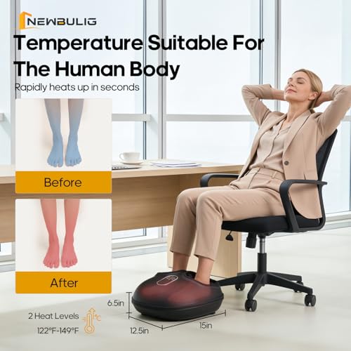 Image of NEWBULIG Foot Massager Machine with Heat, Air Compression and Deep Kneading, 6 Modes Shiatsu Foot Massager for Muscle Relief, Gifts for Women, Men and Parents