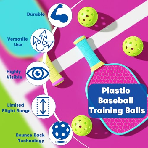 60 Pack Practice Baseballs For Hitting, 2.8 Inch Plastic Soft Baseballs for Practice Lightweight Soft Ball With Net Bag, Hollow Training Softball for Indoor Outdoor Sport Pitching Batting, Green - image 3