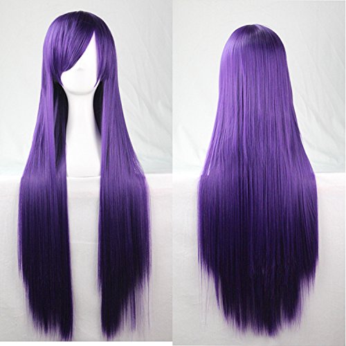 Womens/Ladies 100cm Purple Color Long STRAIGHT Cosplay/Costume/Anime/Party/Bangs Full Sexy Wig (100cm,Straight,Purple)