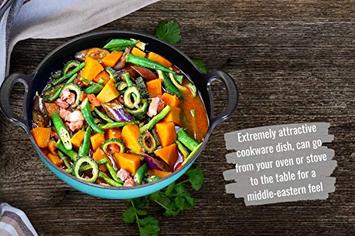 Bruntmor 3 Quart Turquoise Enameled Cast Iron Dutch Oven, Cast Iron Skillets, Dutch Oven Pot Dish, Le Creuset Dutch Oven Cast Iron Biryani Pot, 3Qt Instant Pot Bakeware Sets, Casserole Dishes For Oven #TOP4