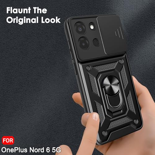 Image of TheGiftKart Tough Armor Bumper Back Cover Case for OnePlus Nord 6 5G | Kickstand & Ring Holder | 360 Degree Protection Back Cover Case for OnePlus Nord 6 5G (PC & TPU, Sliding Camera Cover, Black)