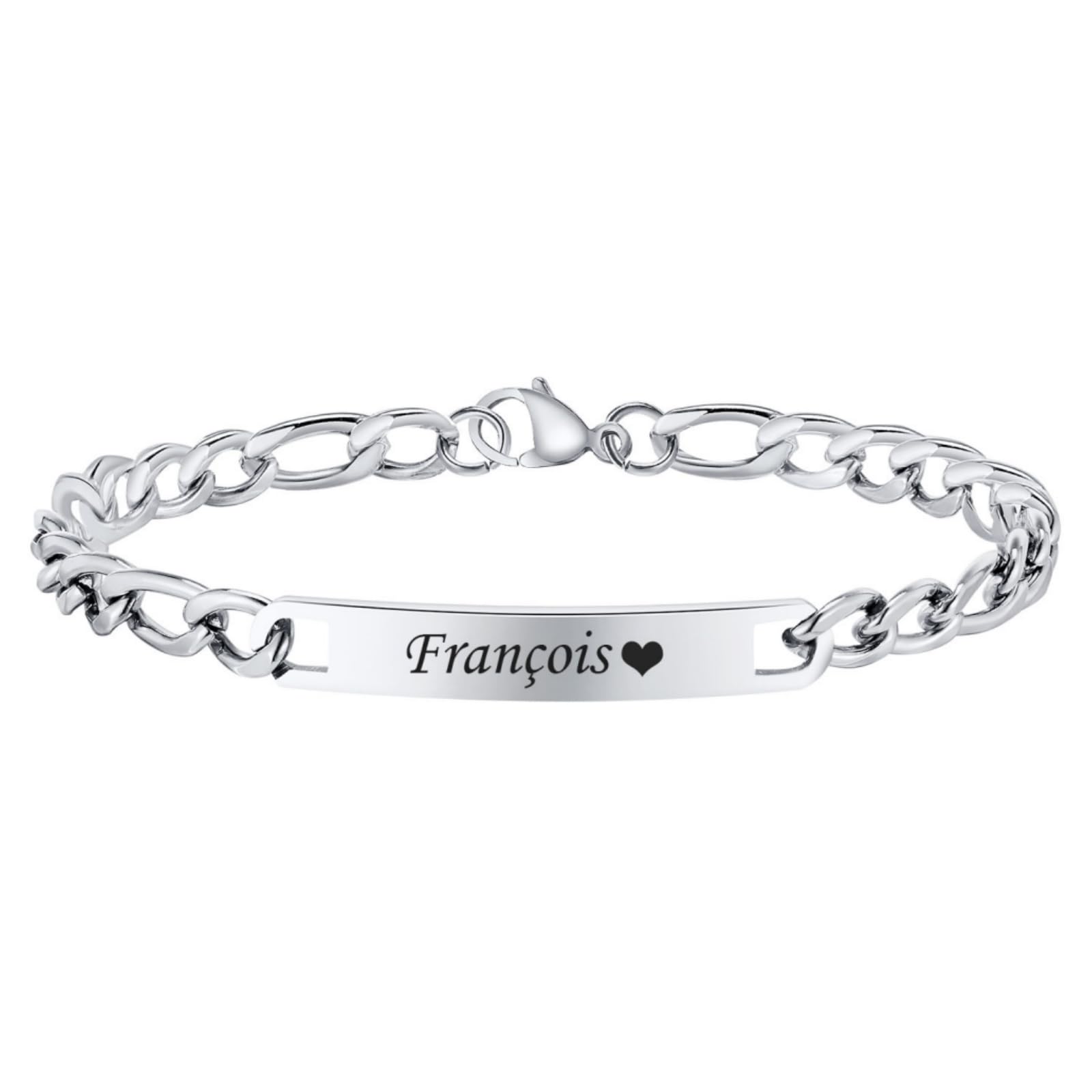 Personalized Matching Bracelet for Couple - Free Engraving Custom Couples Bracelets,Hypoallergenic Adjustable Stainless Steel Long Distance