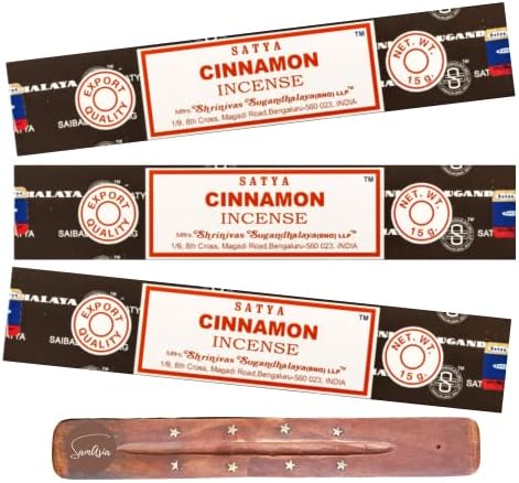 Satya Nag Champa Sandalwood Incense Sticks | x3 pack | with SAMASIA incense sticks holder | Used for Aromatherapy, Spa, Yoga, Weddings, Meditation, Healing, Positivity and Relaxation