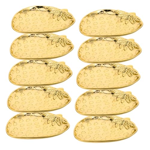 KICHOUSE 10pcs Plastic Mini Dessert Plate Strawberry Shaped Serving Platters Snack Fruit Appetizer Tray for Weddings Kitchen Decorations