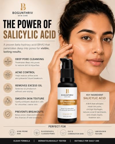 Image of 10% Niacinamide Face Serum with Salicylic Acid, Alpha Arbutin & Neroli Extract for Glowing Skin | Lightweight Non-Sticky Hydrating & Brightening Formula for Men & Women | 30ml