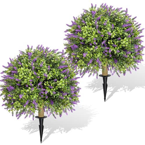 La Mejor Selección de Arbustos artificiales y topiarios los 5 más buscados. 46 Juego de 2 topiarios artificiales de lavanda con espiga, plantas falsas, bolas de boj, arbustos de vegetación, resistentes a los rayos UV, arbustos de flores artificiales para...