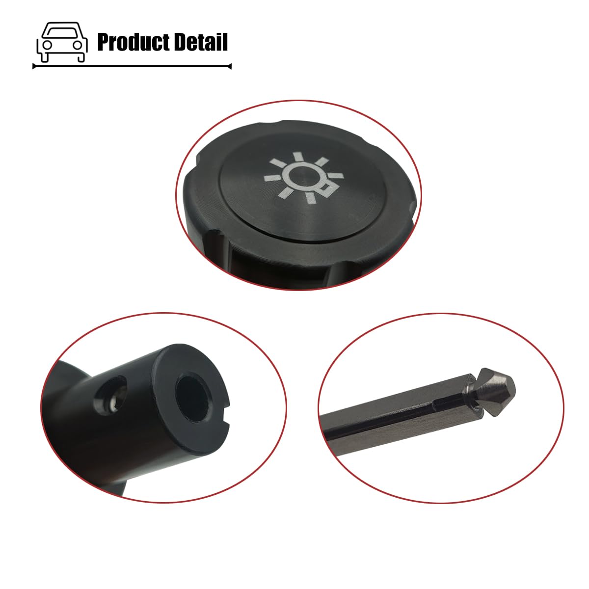 Aluminum Headlight Switch Knob Compatible with Ford F150 F250 F350 Bronco Mustang 1992-2004, for F5TZ11661A F5ZZ11661A