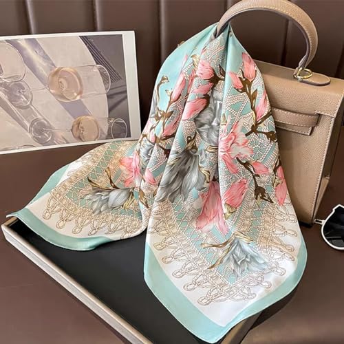 Fashion Hair Scarf for Women Soft Silk Feeling Head Scarves Head Wrap Square Bandanas 27.5× 27.5 inches （P14 Magnolia）3