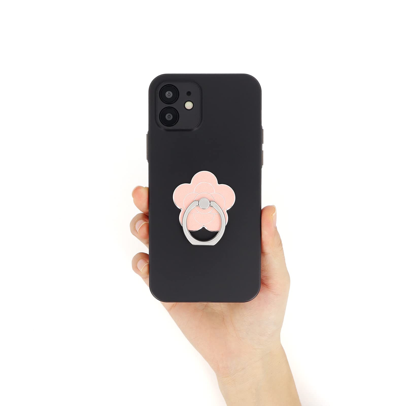 LaMignonne Handy-Ringhalter – Blumiger Fingerring, 360° Drehbar, Als Griff & Ständer, Für Alle Smartphones