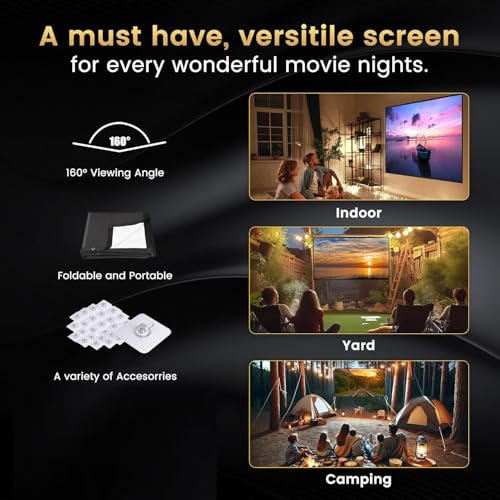 Image of TRENDING 110 inch Projector Screen 16:9 Foldable Anti-Crease Portable Projector Movies Screens for Home Theater Outdoor Indoor (110 inch)