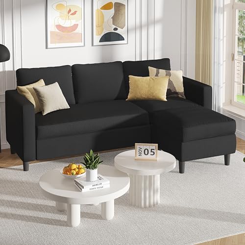 Shintenchi Modern Upholstered Sectional Sofa, L-Shaped Couch with Reversible Chaise for Living Room,...