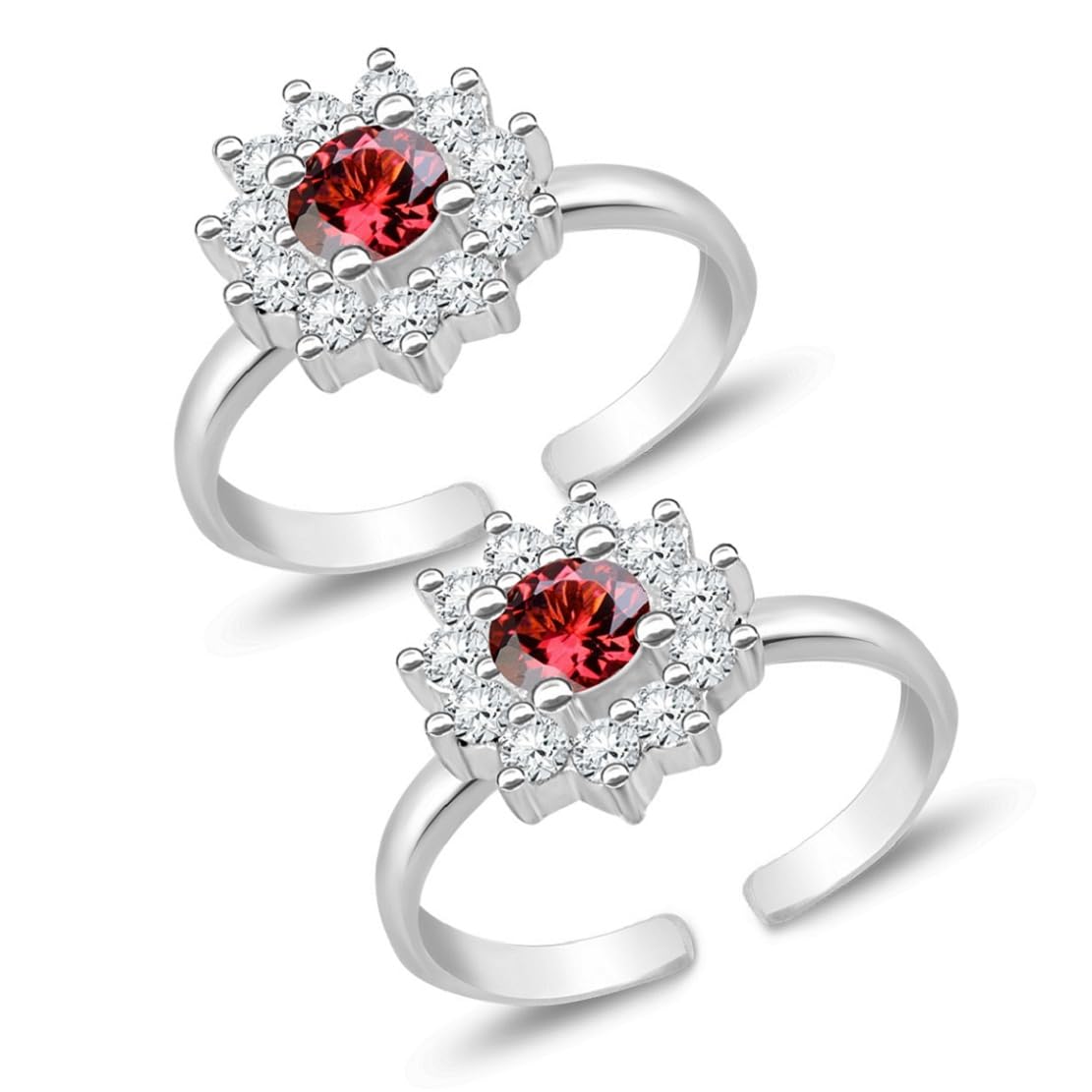 Parnika MJ 925 Mesmerizing CZ Silver Toe Rings in Pure 92.5 Sterling Silver for Women (Round Red & White) (B0737T2R9Q) Amazon Price History, Amazon Price Tracker