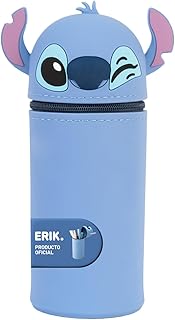 Grupo Erik Estuche Stitch - Estuche Escolar pequeño de Silicona para niñas y niños │Stitch Regalos │ Vuelta al Cole : Material Escolar y papeleria │ Extensible, Impermeable y con Cremallera