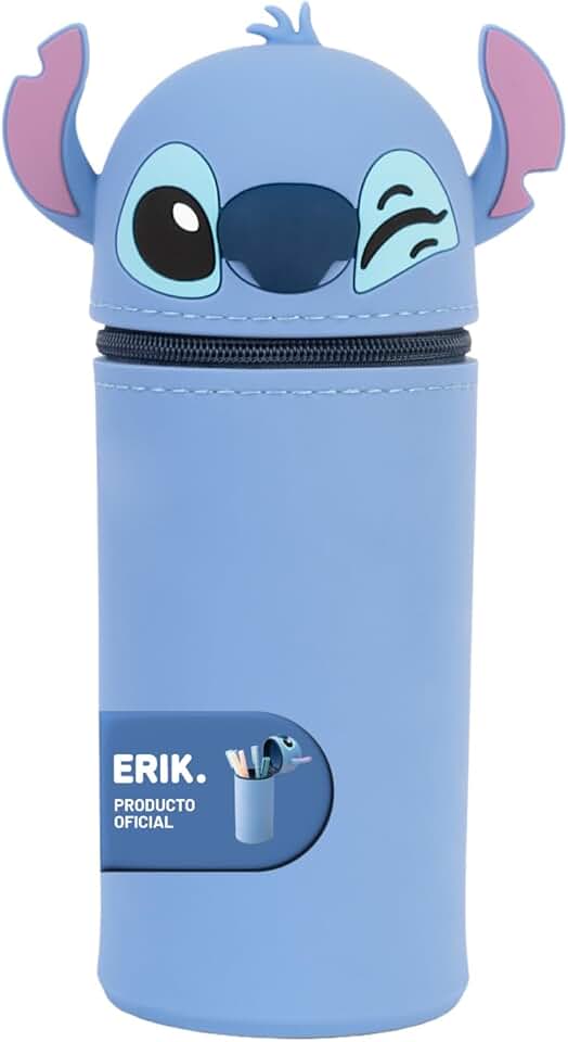 Grupo Erik Estuche Stitch - Estuche Escolar pequeño de Silicona para niñas y niños │Stitch Regalos │ Vuelta al Cole : Material Escolar y papeleria │ Extensible, Impermeable y con Cremallera