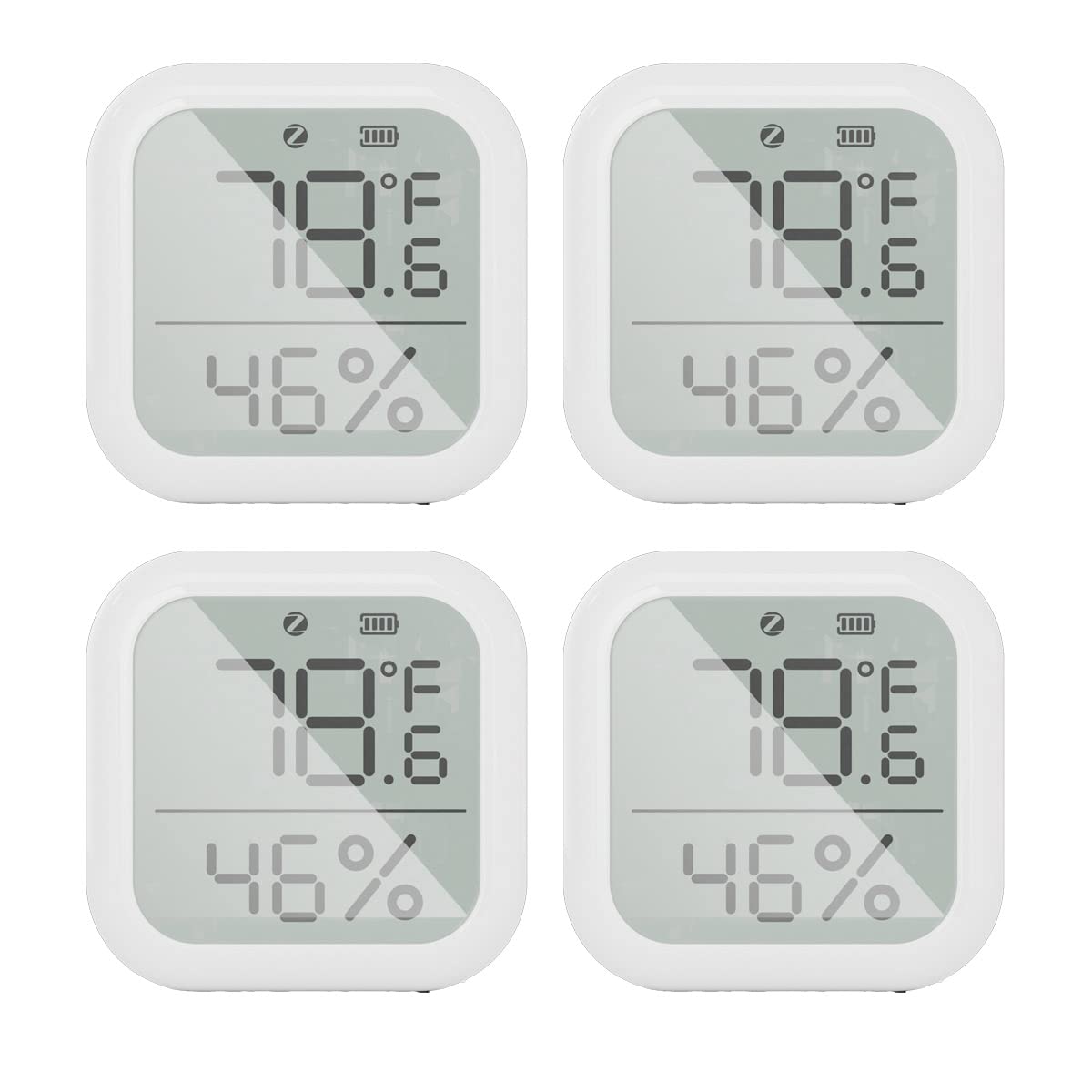 Monitor de Temperatura y Humedad, termómetro Inteligente, higrómetro, Sensor de Temperatura y Humedad de 4 Piezas, medidor de Temperatura y Humedad, Control de aplicación (Color : Square)