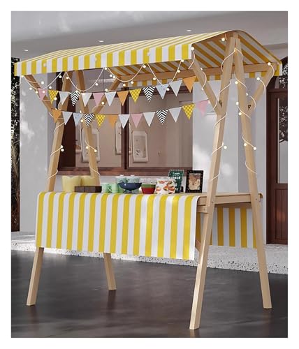 Chariot de marché pliable en bois avec auvent pour vente ambulante de glaces