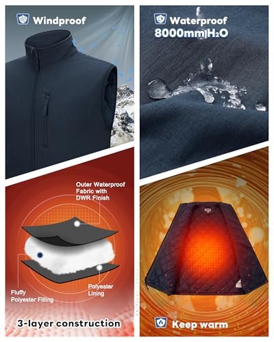 Outdoor Ventures Men's Casual Outerwear Vest Lightweight Winter Zip Up Sleeveless Jacket for Hiking Travel Golf Running