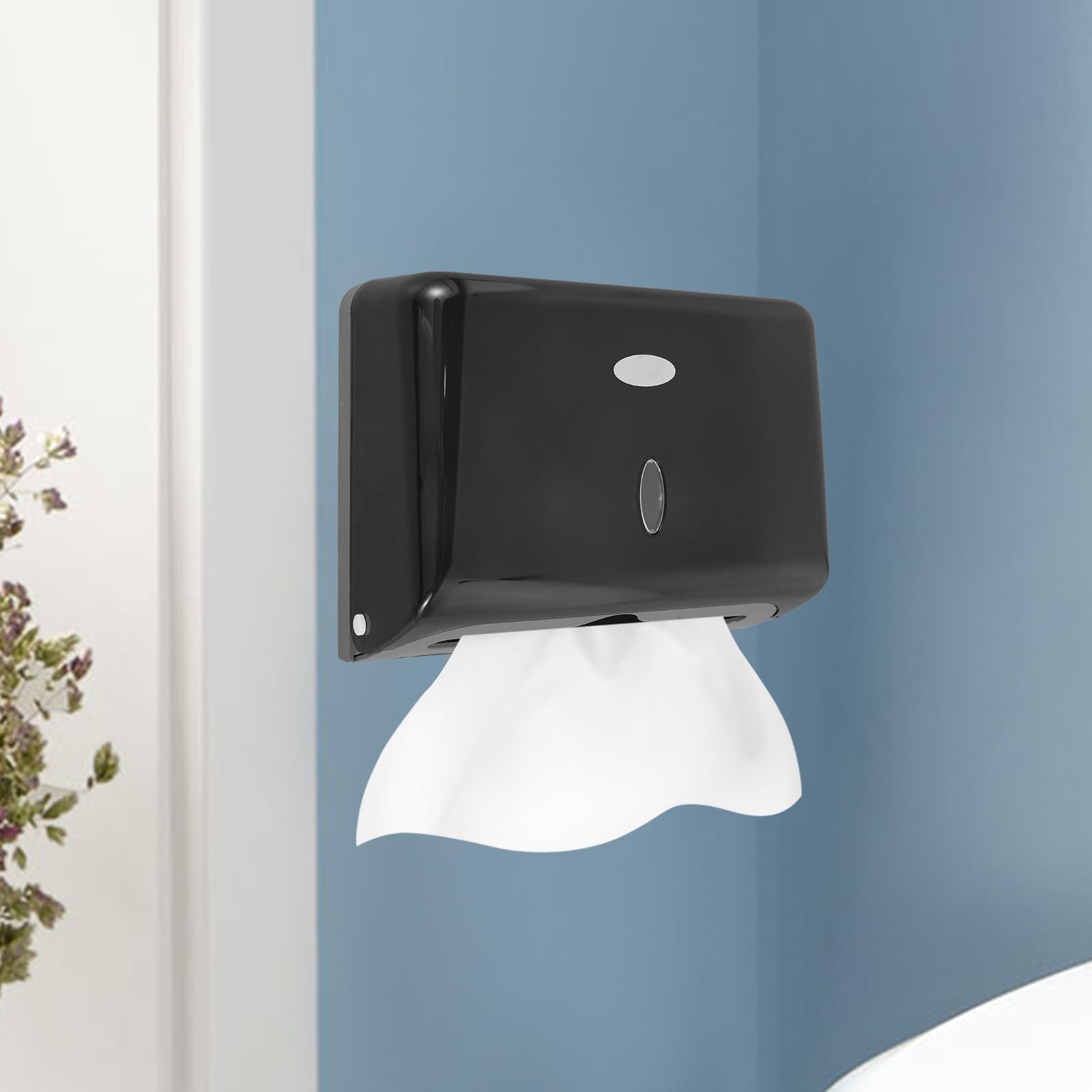 Qinglang Black Paper Towel Dispenser Wall Mounted Hand Paper Dispenser Holds 200 Paper,C-Fold Hand Towel Dispenser Toilet Tissue Dispenser For Bathroom Kitchen Hotel Resturant (Black)
