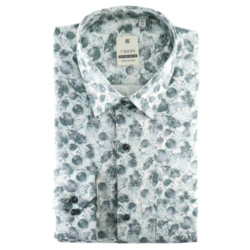 Image of 7-DAYS Men's Premium Formal Printed Shirt - 100% Cotton, Regular Fit, Full Sleeves, with Pocket - Stylish for Special Occasions.