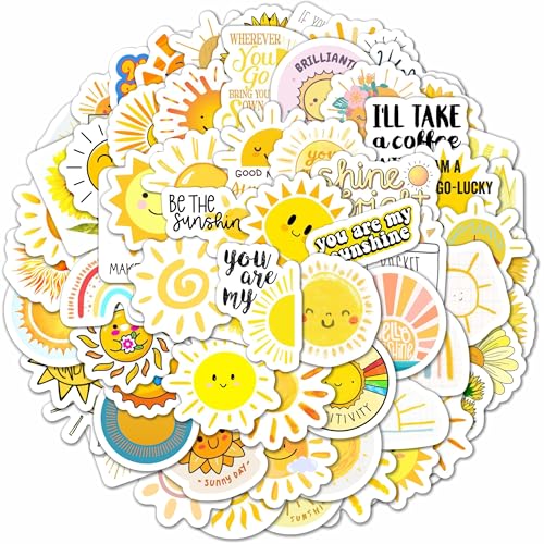 Image of 100Pcs Small Sunshine Stickers, Sun Stickers and Decals for Laptop and Water Bottles, You are My Sunshine Decals and Party Favors, Sun Birthday Party Decorations, Gifts for Women & Men