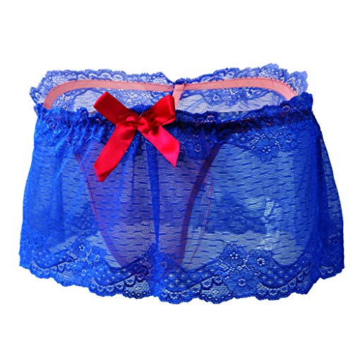 EXTLPS Transparent Lace Thong G-String Sexy Underwear with Skirted Pouch Panties for Sissy