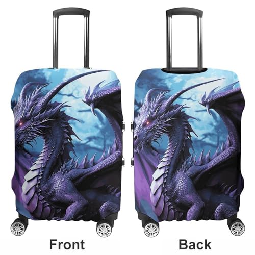 Purple Dragon Purple Moon Printed Luggage Cover Protector, Fits 18-32 Inch Luggage3