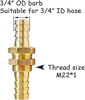 Vista 2 de 2 unids latón recto bulkhead montaje 3/4 "OD Barb Thru-Bulk Acoplamiento Tanque Conector Manguera de manguera para agua/aceite/gas