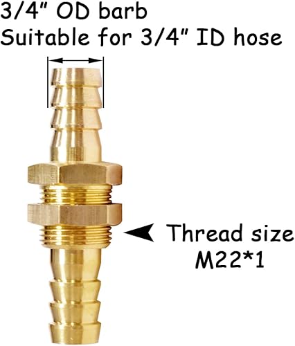 Miniatura 2 de 2 unids latón recto bulkhead montaje 34 "OD Barb Thru-Bulk Acoplamiento Tanque Conector Manguera de manguera para aguaaceitegas