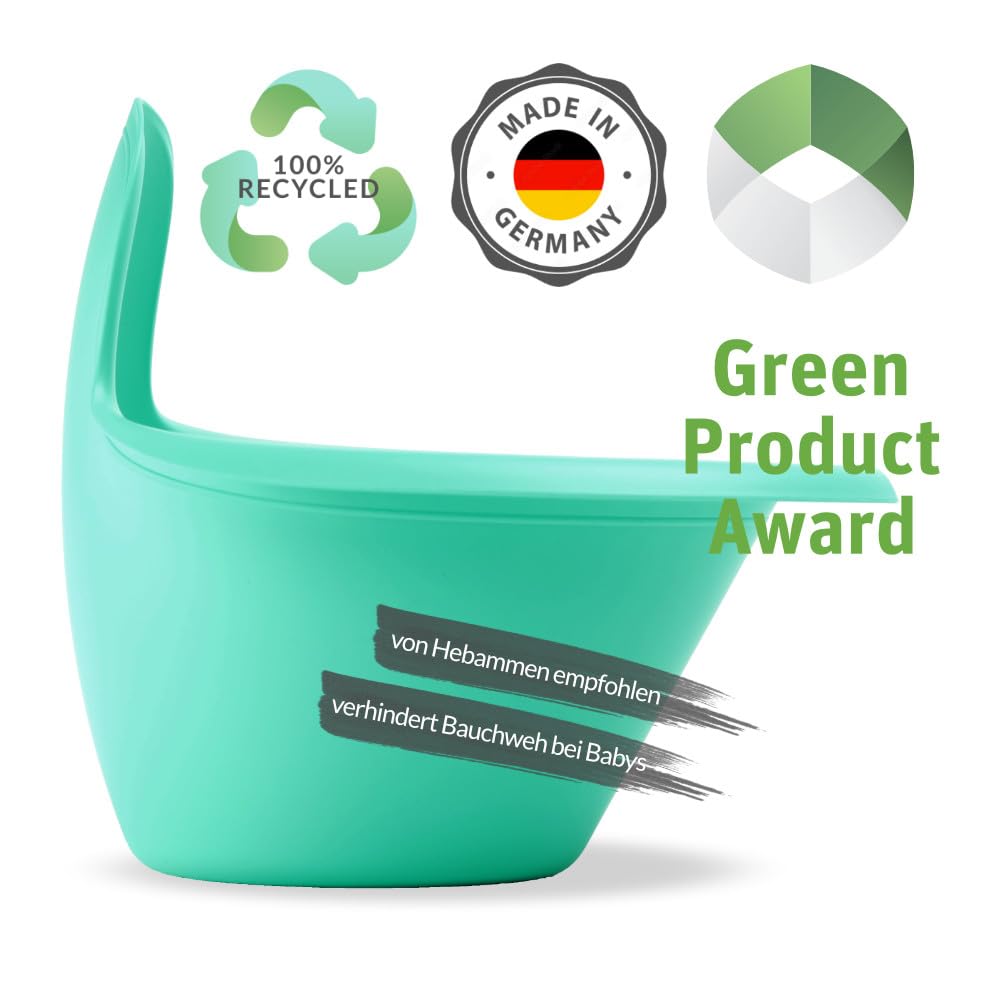 Bömmi Set (Türkis) - das mobile Töpfchen für Babys mit praktischem Gestell zum Sitzen - Abhaltetöpfchen, Nachttopf für Kinder, Jungen/Mädchen, ab Geburt bis 24 Monate, MADE IN GERMANY