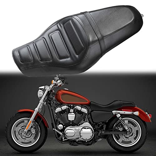 Motorcycle Driver Passenger Two Up Seat for Davidson Sportster 883 1200 XL1200 (Black-Texture)