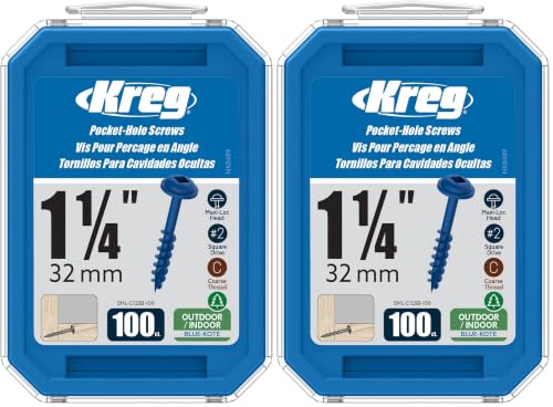 Kreg Blue-Kote Weather-Resistant Pocket Screws 1-1/4' 100-Count