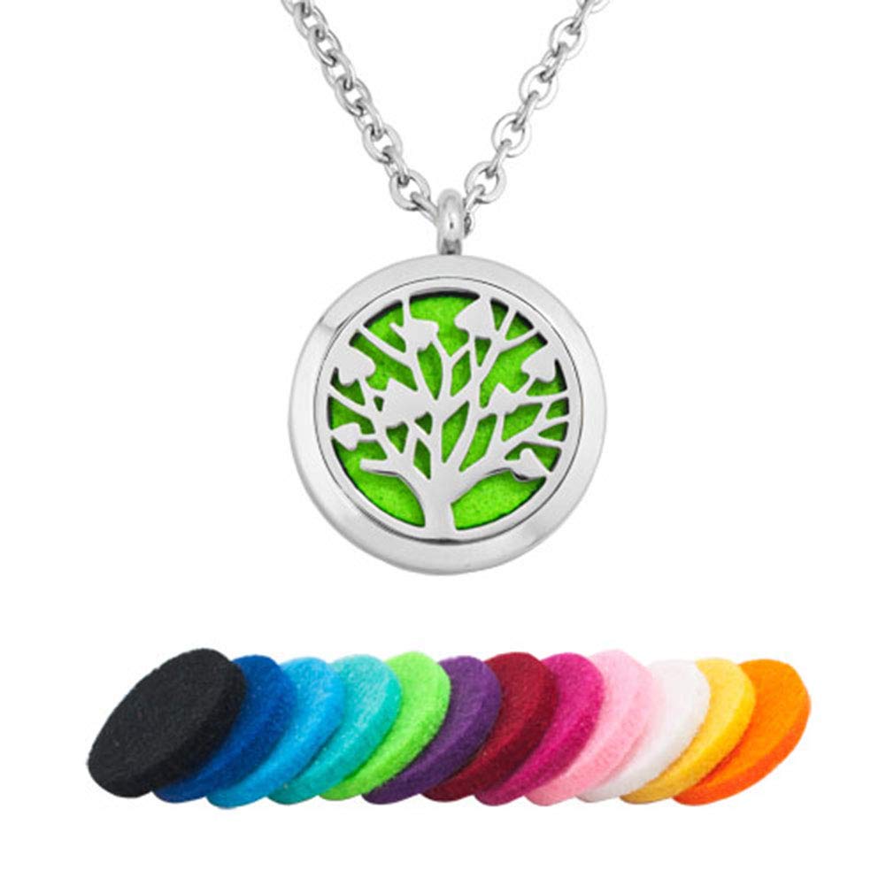 Infinite Memories Tree of Life Essential Oil Diffuser Necklace Locket Pendant Stainless Steel