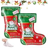 2 Paar Weihnachten Fußpflege Fußmaskes,Feuchtigkeitsspendende Pflege fussmaske Socken,Feuchtigkeitsspendende Fussmaske,Sanft Fußpflege für Männer& Frauen Geeignet,Weihnachtsgeschenke