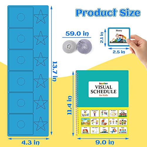 Beetoy Visual Schedule Cards For Kids With Autism, Home Chore Chart Routine Cards Autism Learning Materials With 1 Schedule Book And 30 Yellow Stars For At Home, School & In The Community #TOP4