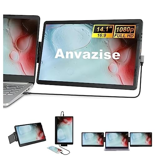 Anvazise Extensor De Monitor De Laptop,14.1 inch Monitor portátil Duas Telas 1920 × 1080 FHD IPS Monitor USB C/HDMI portátil, suporte de capa incluído, Plug and Play,para Laptop notebook (14inch)
