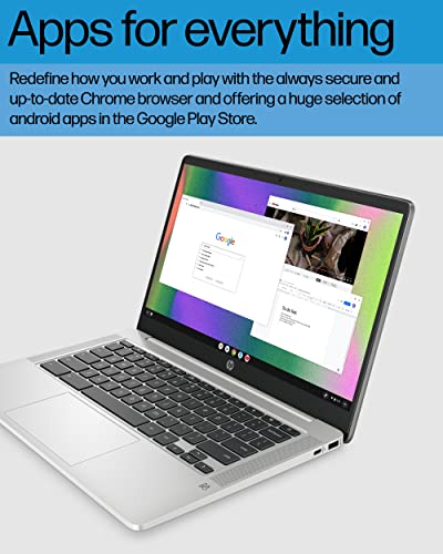 Hp Chromebook 14 Laptop, Intel Celeron N4120, 4 Gb Ram, 64 Gb Emmc, 14" Hd Display, Chrome Os, Thin & Portable, 4K Graphics, Long Battery Life, Ash Gray Keyboard (14A-Na0210Nr, 2022, Mineral Silver) #TOP6