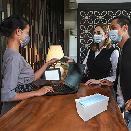 Image of Face Mask Dispenser | Acrylic Mask Box with Cover for Storing and Dispensing Personal Face Masks (White)