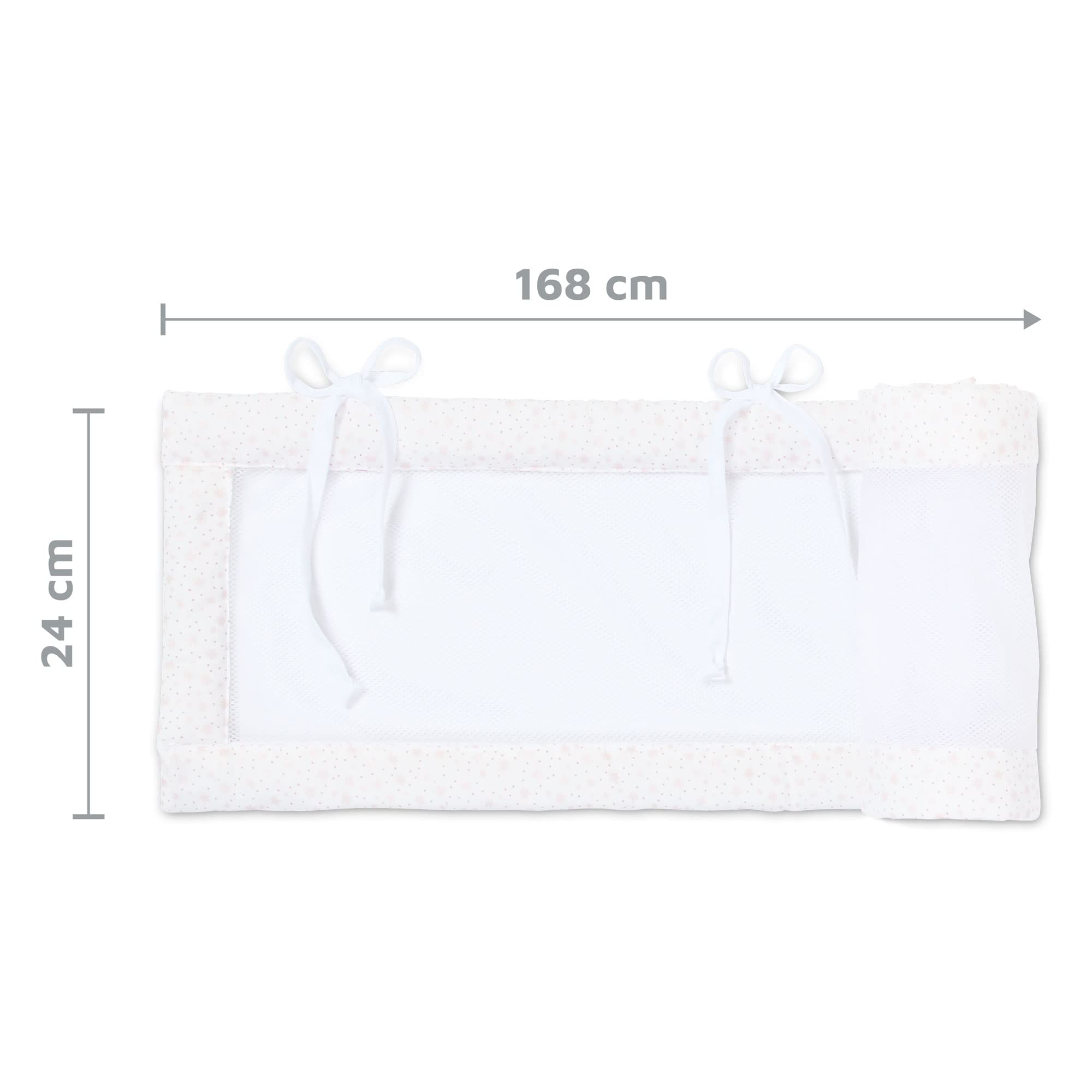 babybay Paracolpi in rete adatto per modello Maxi, Molle, Comfort e Comfort Plus, bianco con stelle glitterate rosa