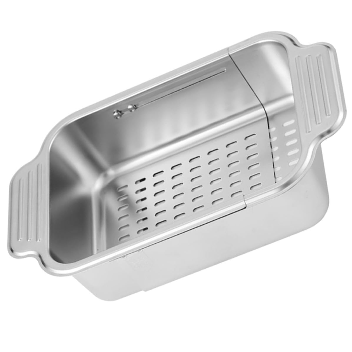 Ausziehbarer Küchenabtropfkorb aus 304 Edelstahl, Silber, Groß | Spüle und Küche, für Geschirr und Gekochte Pasta, Glatte Kanten, Filtert Wasser