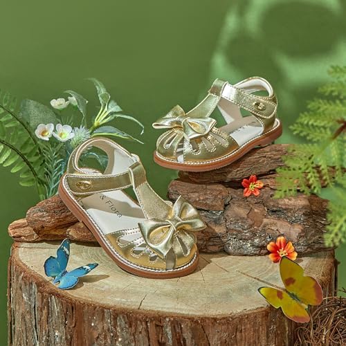 Image of Felix & Flora Toddler Girls Sandals Soft Rubber Princess Flat Shoes Flower Girl Shoes
