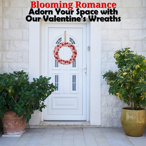 Valentine's Day Pom-Poms Wreath (14 inch in Diameter) Valentine Home Decor — view 5