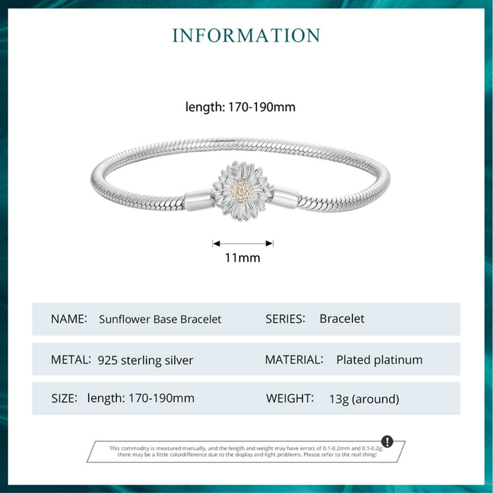 MOCHAMIK Blumen-Charm-Armband, passend für 925er-Sterlingsilber, einfaches Schlangenketten-Armband für Damen, Armband mit Schloss