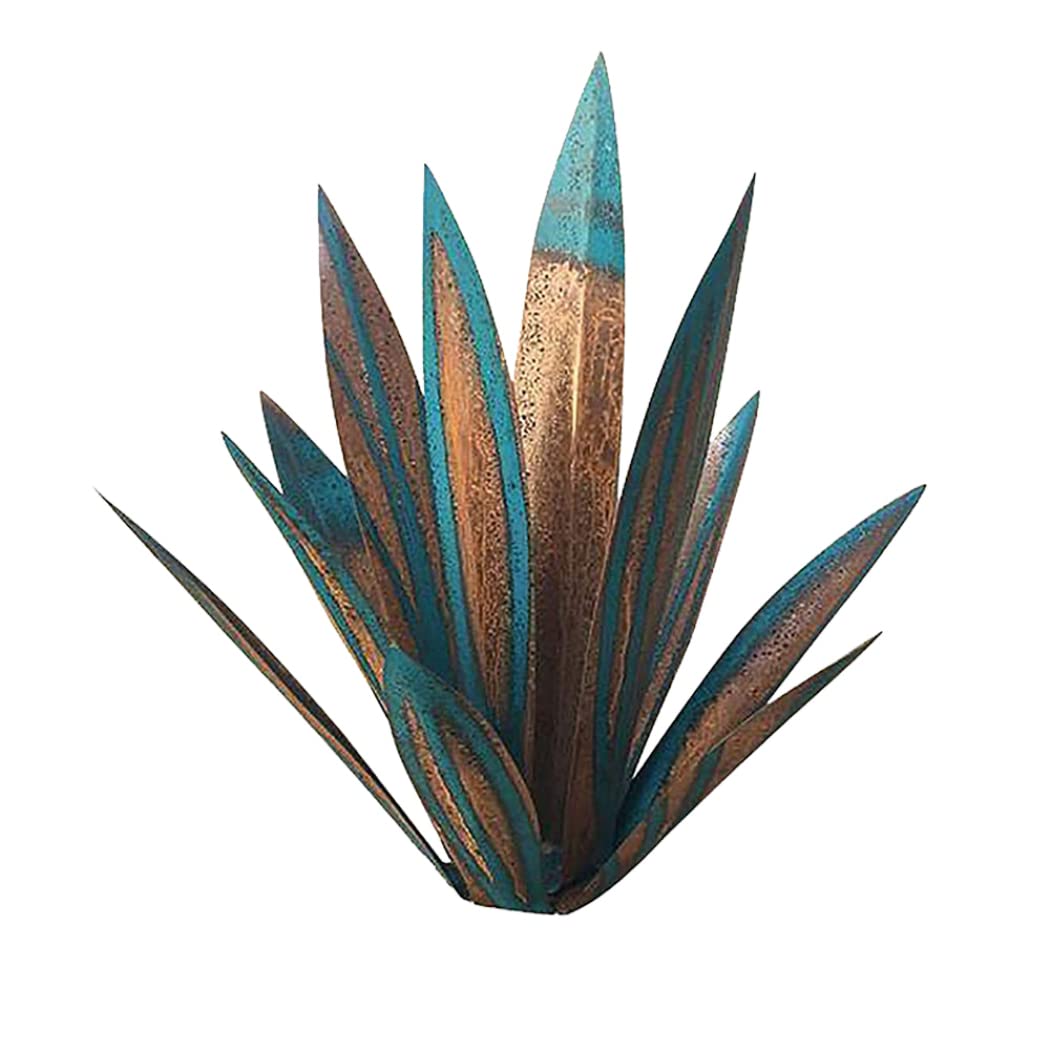 Metal Agave Plants 13.78 InchOutdoor Decor Tequila Rustic Sculpture Metal Agave Yard Art Agave Sculpture Statue Garden Yard Decor Ornament Blue Agave Metal Plants for Yard Garden Decor Metal Agave Yar