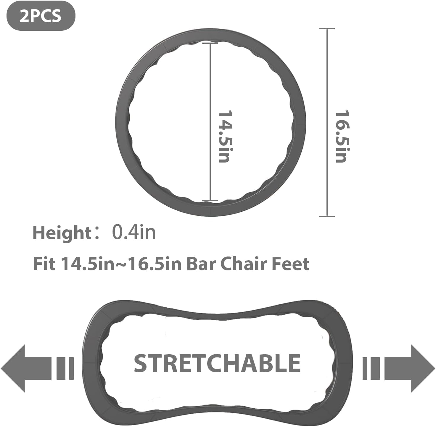 2pcs Bar Stool Leg Protectors Ring for 14.5" to 16.5" Round Base - Image 3
